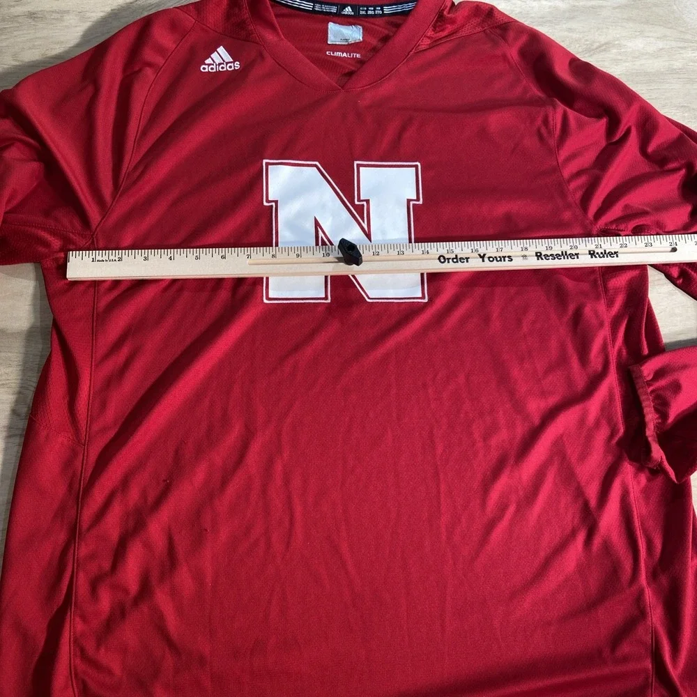 Nebraska Cornhuskers Adidas Climalite Long Sleeve Shirt‎ 2XL Embroidered